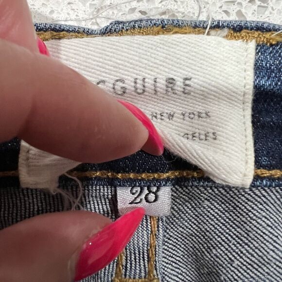 McGuire Anthro Size 28 Jeans Tuxedo Striped Vintage Mid Rise Slim Stretch Denim - Picture 12 of 16